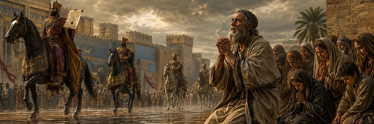Royal couriers carry a deadly decree while Mordecai and his threatened community pray for deliverance