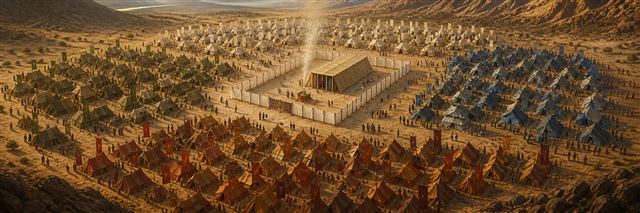 Israel’s tribal camps arranged in four divisions around the wilderness tabernacle