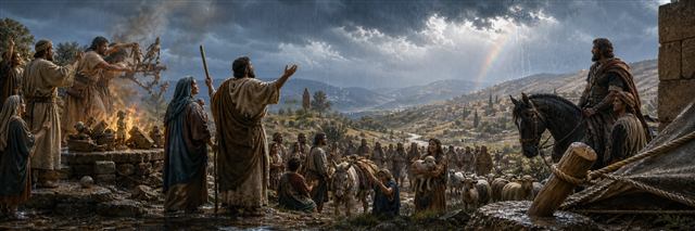 Families and flocks return through abundant rain as false idols are discarded and strong shepherd-like leaders welcome the scattered home