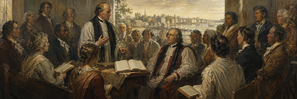An early American Episcopal congregation gathered around scripture and common prayer