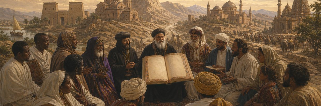 Ancient Oriental Orthodox communities from Africa and Asia gathered around a shared manuscript
