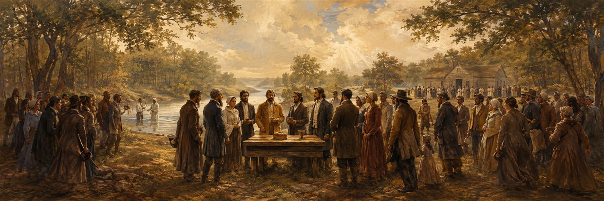 Two frontier communities uniting around communion near Cane Ridge.