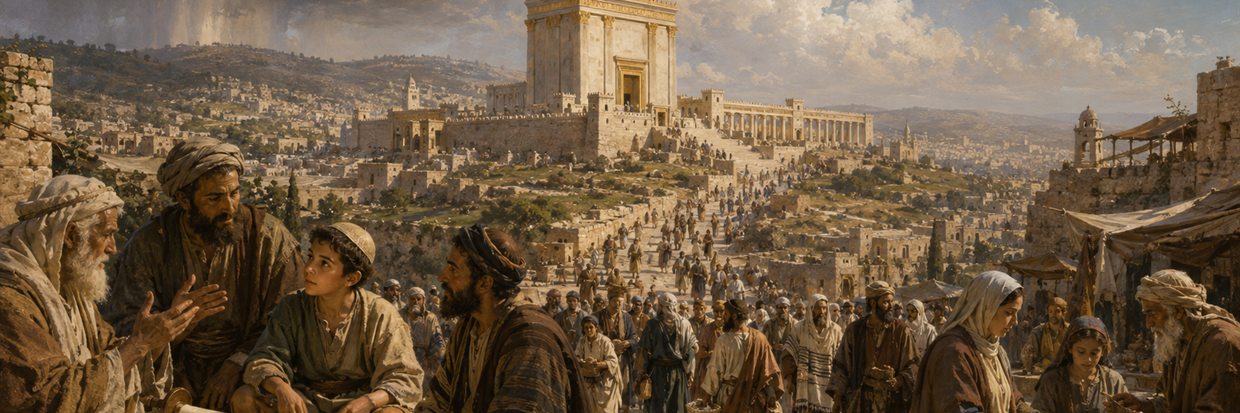 Jewish families, teachers and pilgrims converging on Jerusalem during the Second Temple period